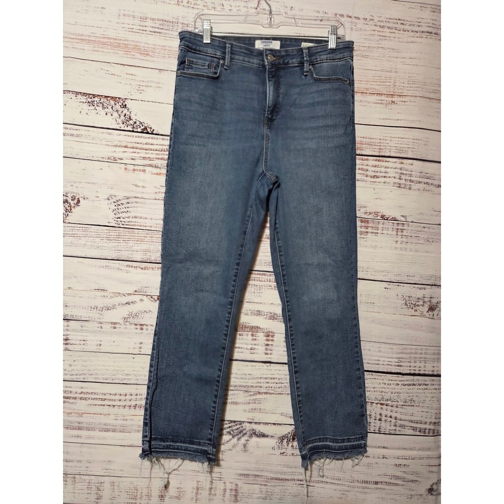 Denizen Levi's Womens High Rise Ankle Straight Jeans Blue Size 8 W29 Frayed Hem